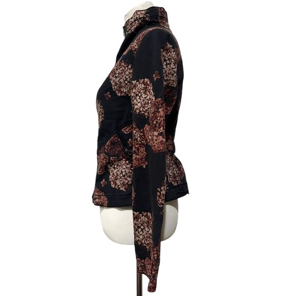 Marrakech Anthropologie Jacket Walsh Hydrangea Black Pink Cotton Full Zip Sz S - Picture 8 of 10